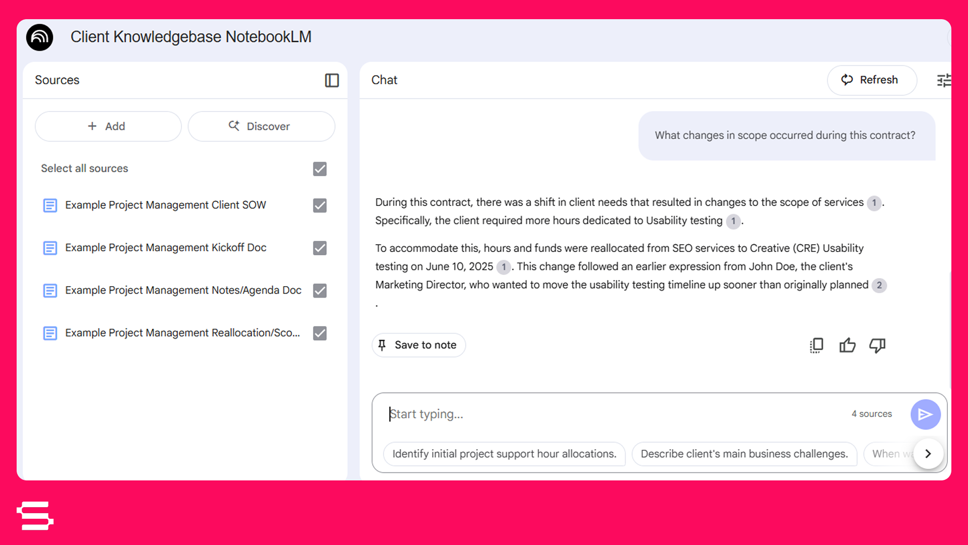 Track Scope Change Requests in NotebookLM